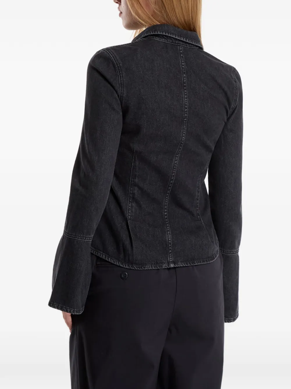 Karl Lagerfeld Jeans Denim blouse met klokmouwen Zwart