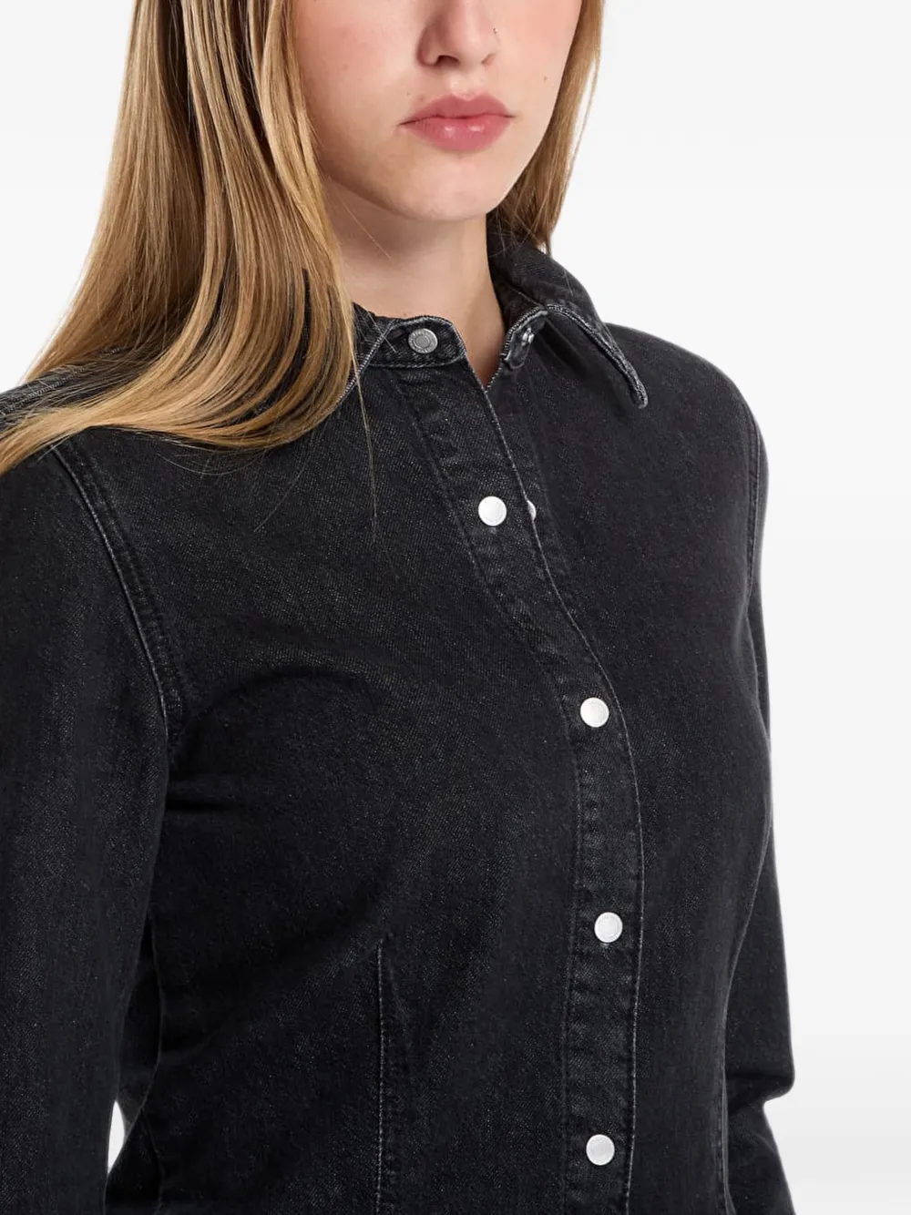 Karl Lagerfeld Jeans Denim blouse met klokmouwen Zwart