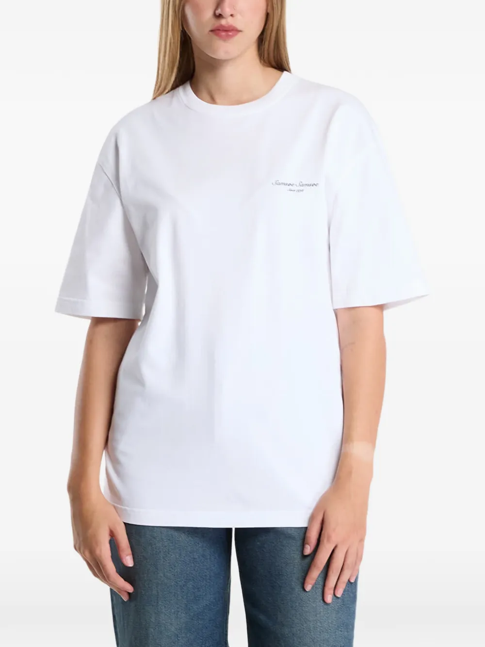 SAMSOE SAMSOE Sauni logo-print cotton T-shirt - Blanc