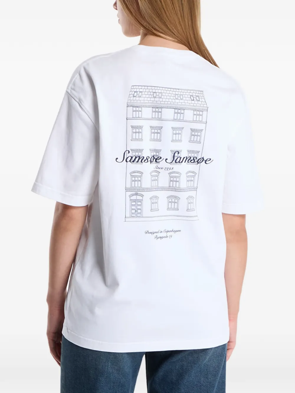 SAMSOE Sauni katoenen T-shirt met logo-print Wit
