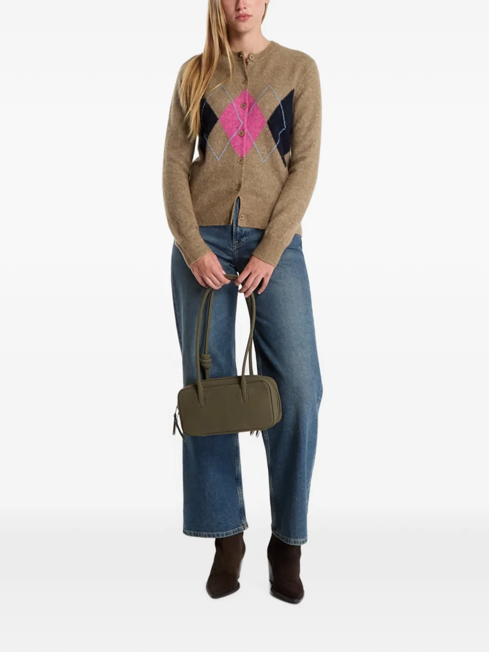 SAMSOE Sanor vest met argyle-patroon Bruin