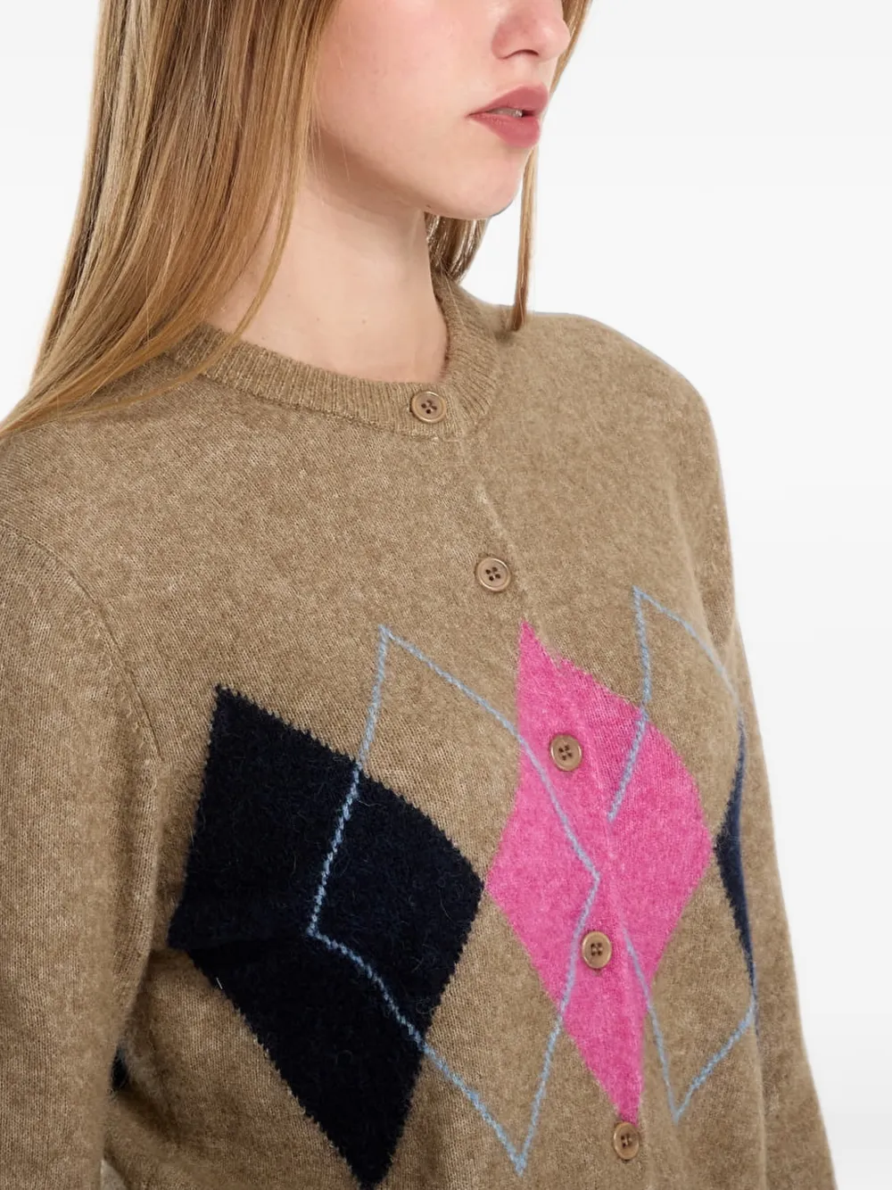 SAMSOE Sanor vest met argyle-patroon Bruin