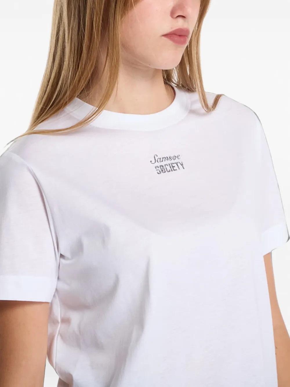 SAMSOE Sacamino T-shirt met logoprint Wit