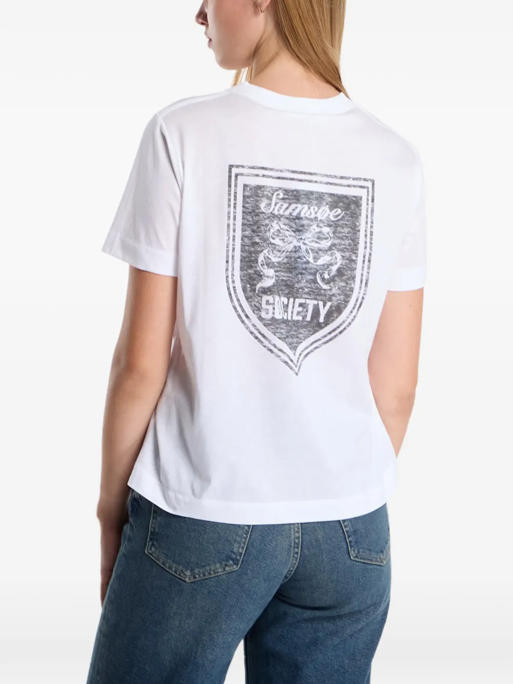 SAMSOE Sacamino T-shirt met logoprint Wit