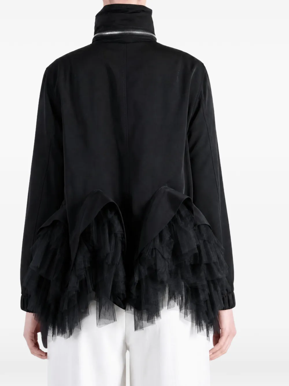 Noir Kei Ninomiya Jack met ruches en tulen afwerking Zwart