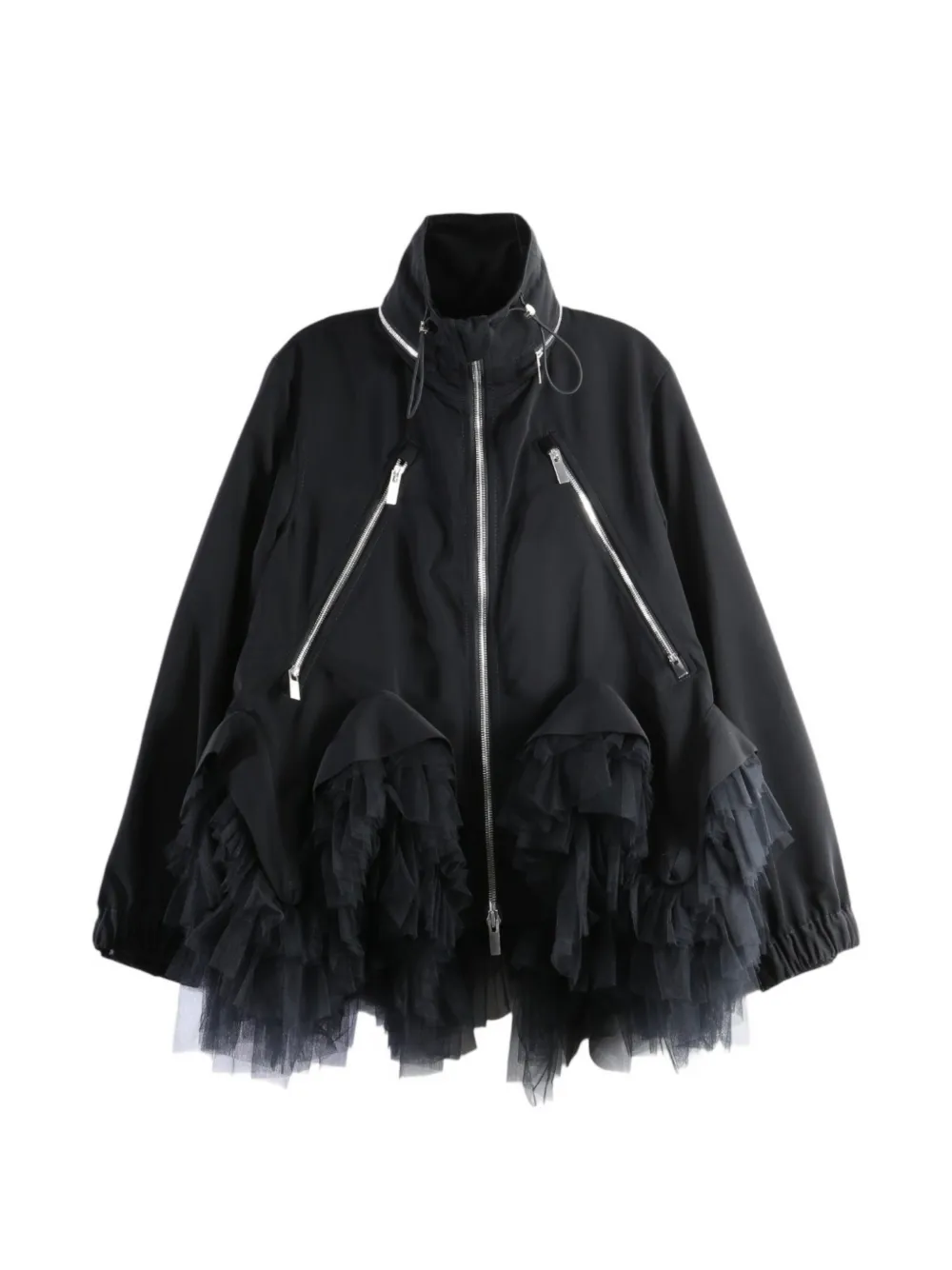 Noir Kei Ninomiya Jack met ruches en tulen afwerking Zwart