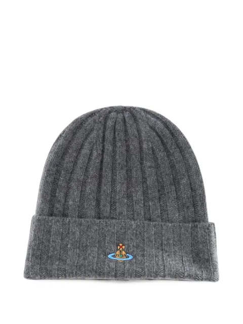 Vivienne Westwood Orb-embroidered ribbed beanie hat