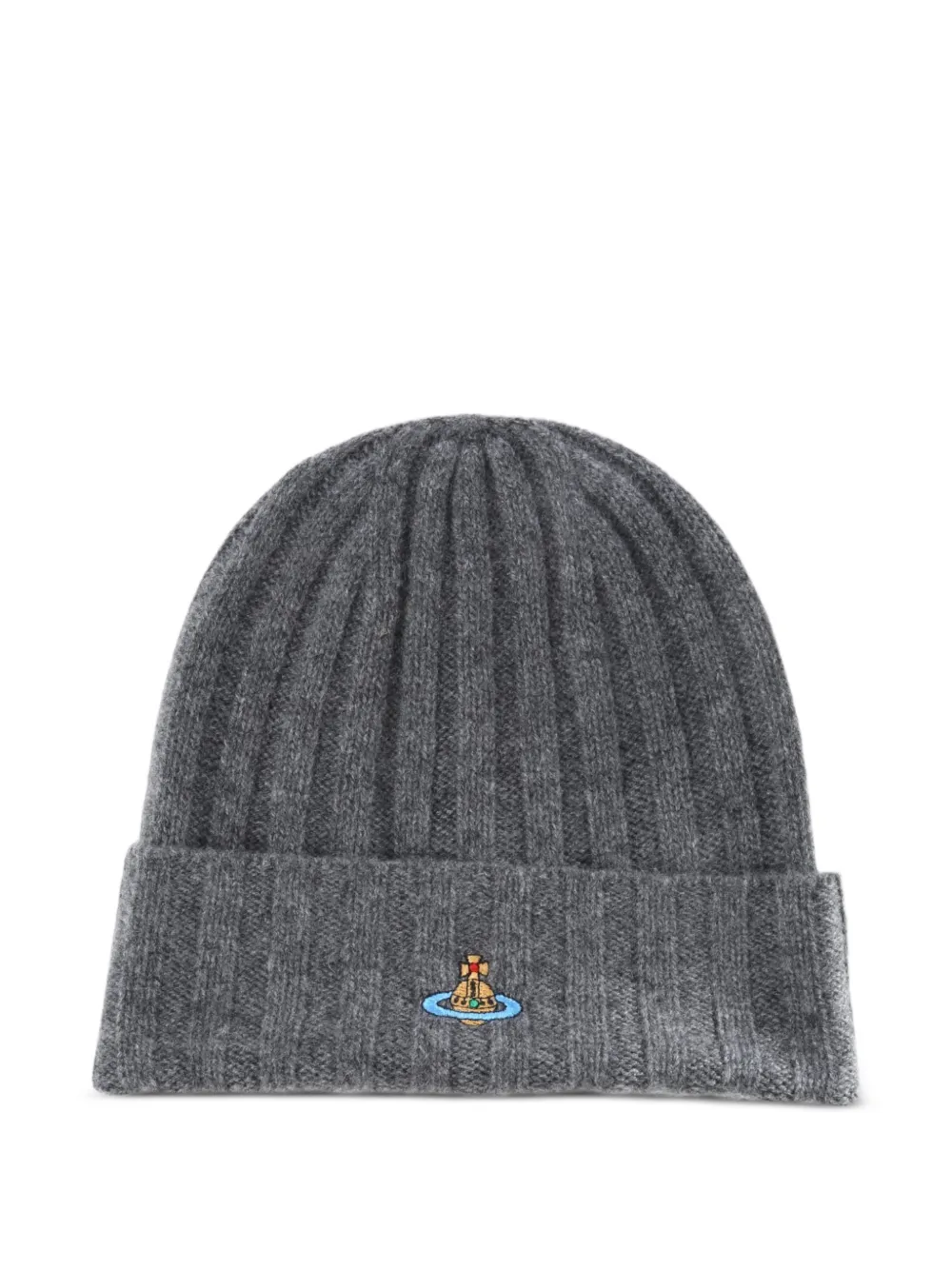 Vivienne Westwood bonnet côtelé à logo Orb brodé - Gris