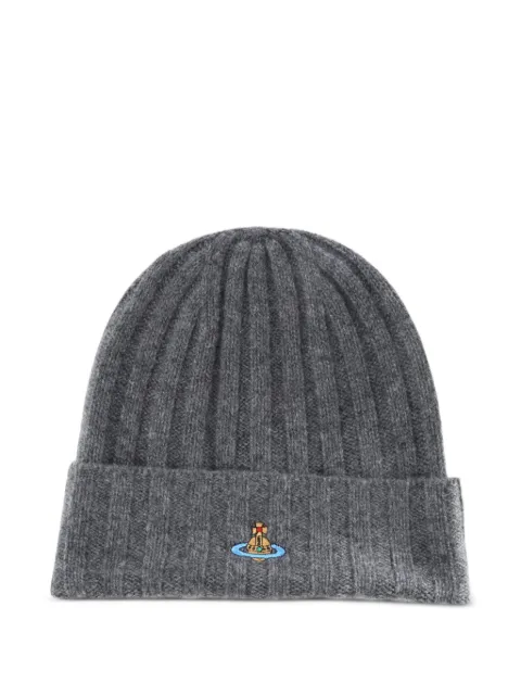 Vivienne Westwood Orb-embroidered ribbed beanie hat
