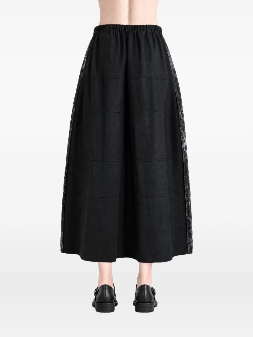 Comme des Garçons TAO Geplooide midi-rok met kanten patchwork Zwart