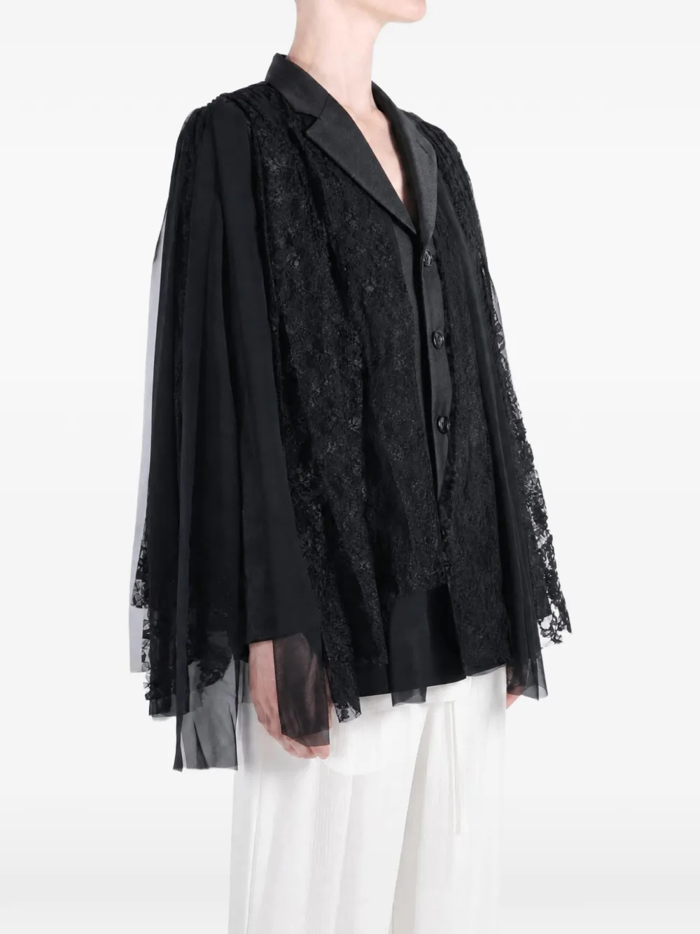 Comme Des Garçons Gedrapeerd jack met kanten vlakken Zwart