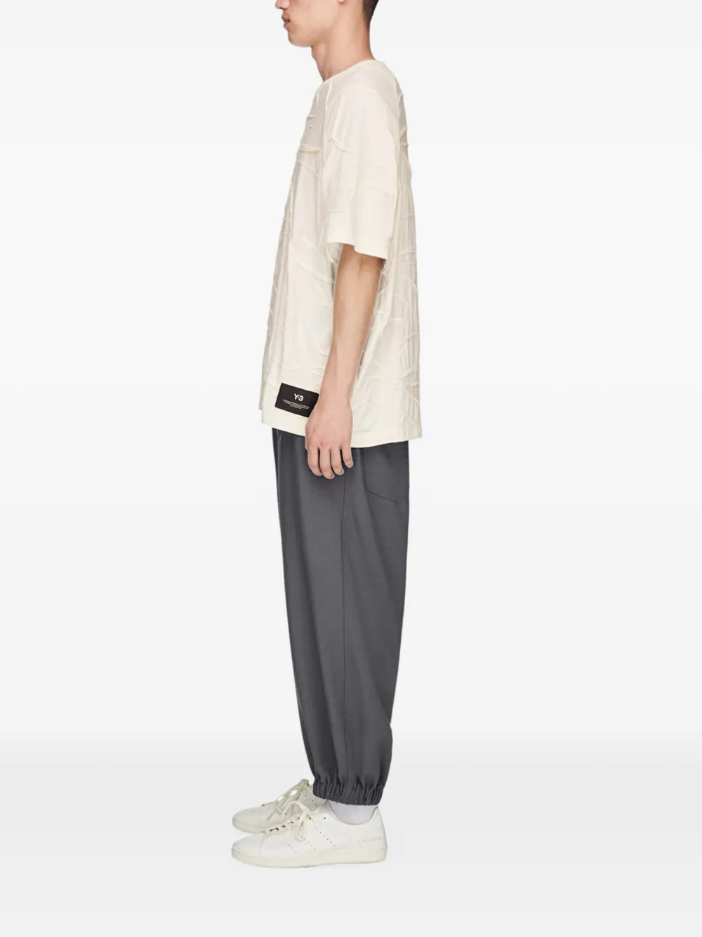 Y-3 Geplooid T-shirt Wit