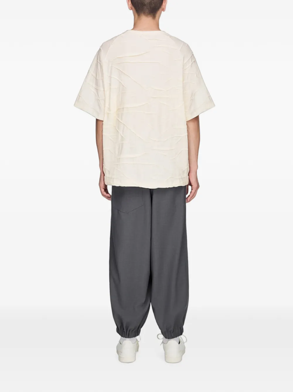 Y-3 Geplooid T-shirt Wit