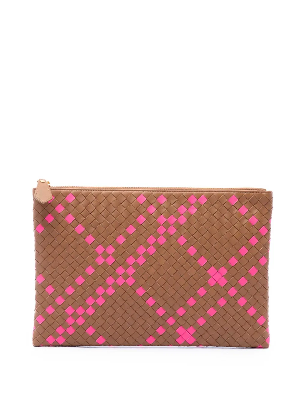 Bottega Veneta Pre-Owned pochette en cuir Nappa Intrecciato Tricolor (2012-2026) - Marron