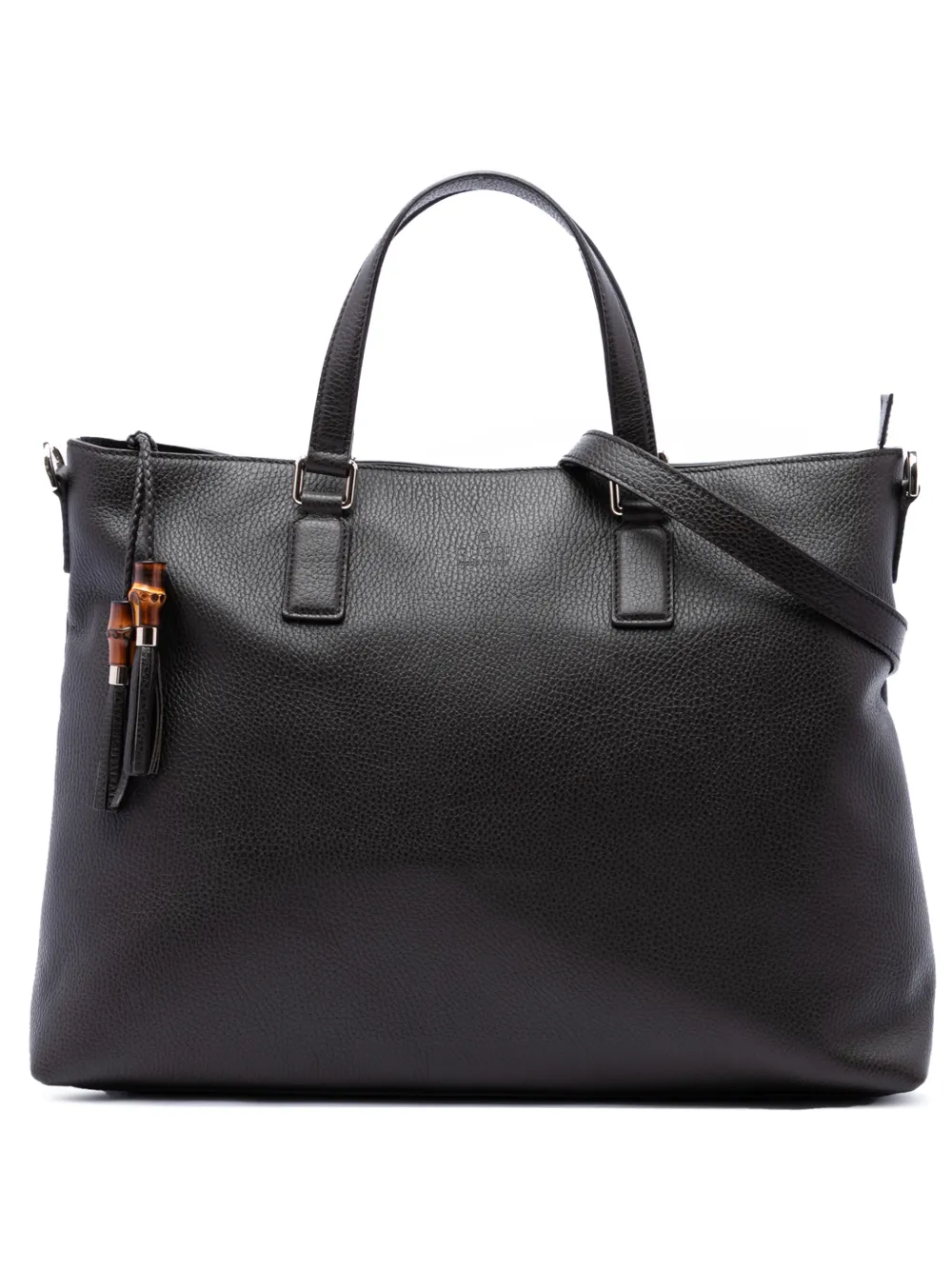 Gucci Pre-Owned sac à main en cuir de veau et bambou à pompon (2016-2026) - Marron Gucci Pre-Owned sac à main en cuir de veau et bambou à pompon (2016-2026) - Marron