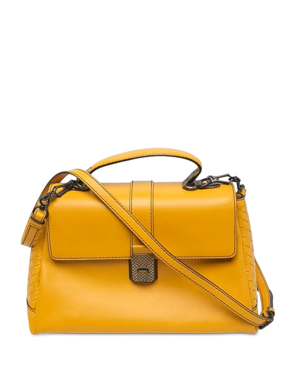 Bottega Veneta Pre-Owned sac Piazza format moyen à finitions en cuir Nappa Intrecciato (2012-2026) - Jaune