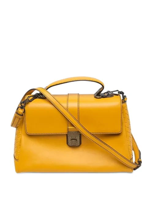 Bottega Veneta Pre-Owned bolsa satchel Piazza mediana de piel de napa con ribete en Intrecciato 2012-2026