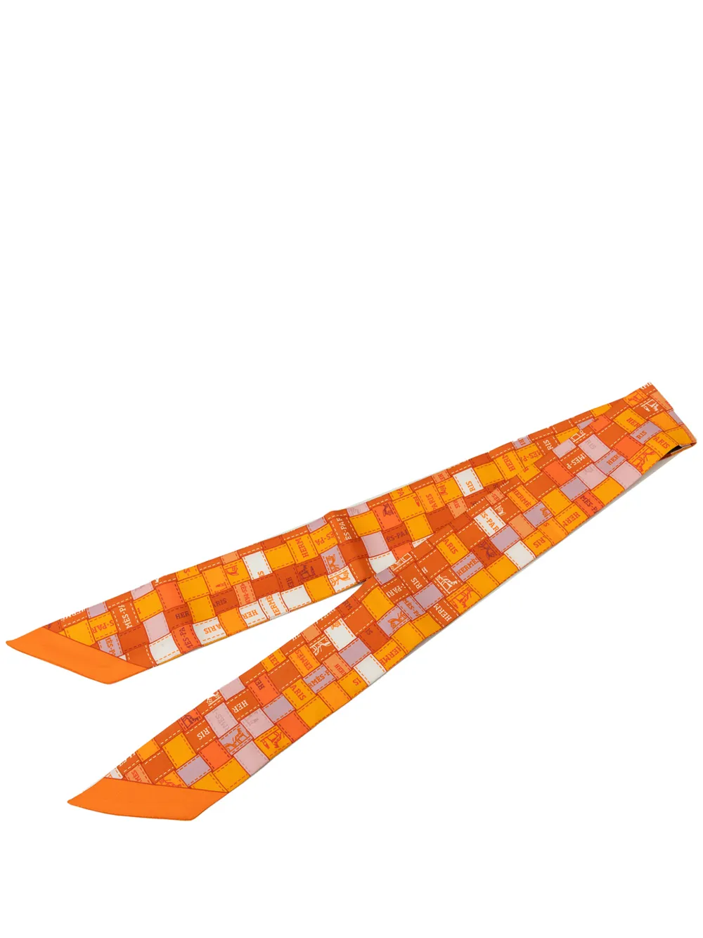 Hermès Pre-Owned 2000-2026 Bolduc Au Carre Silk Twilly Scarf scarves - Orange