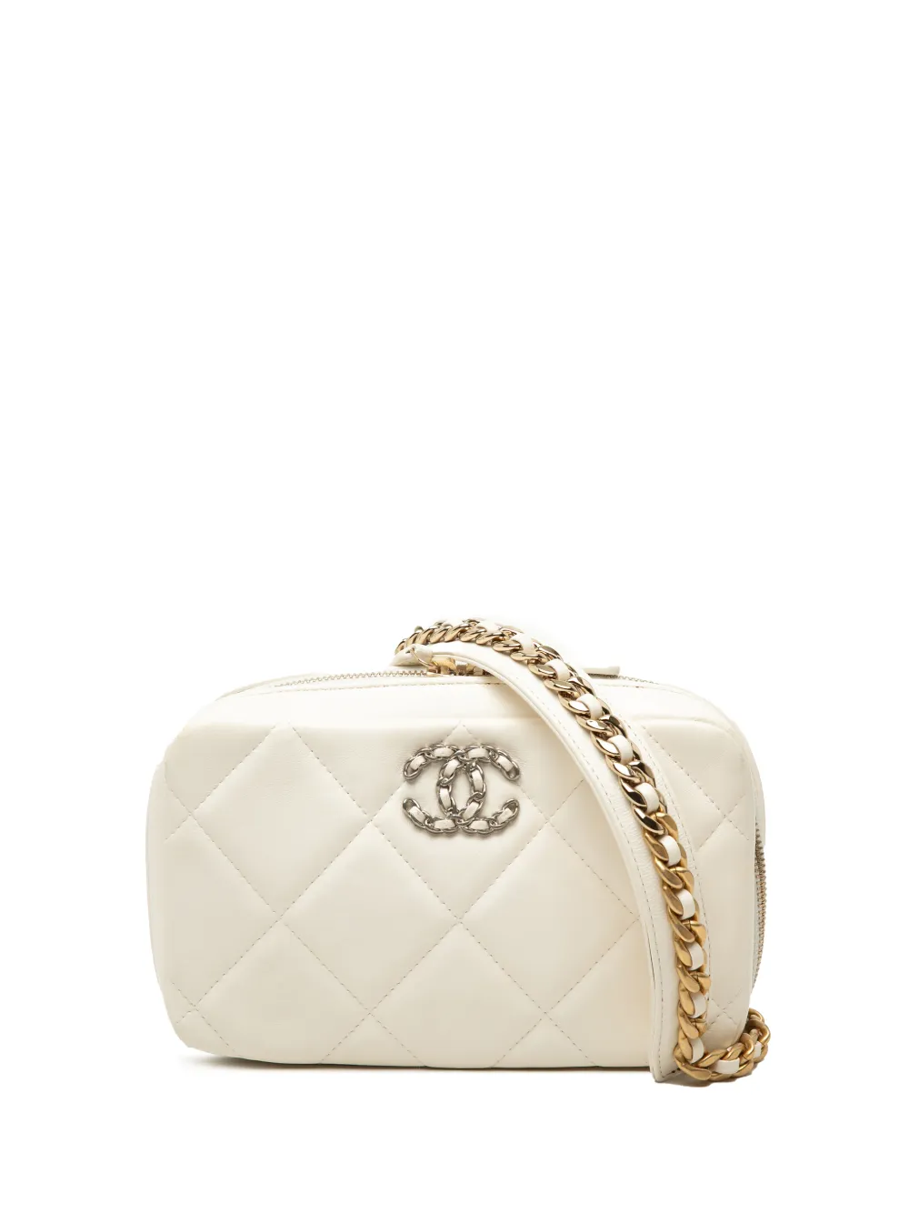 CHANEL Pre-Owned 2021 Lambskin 19 Camera Bag crossbody bag - Bianco