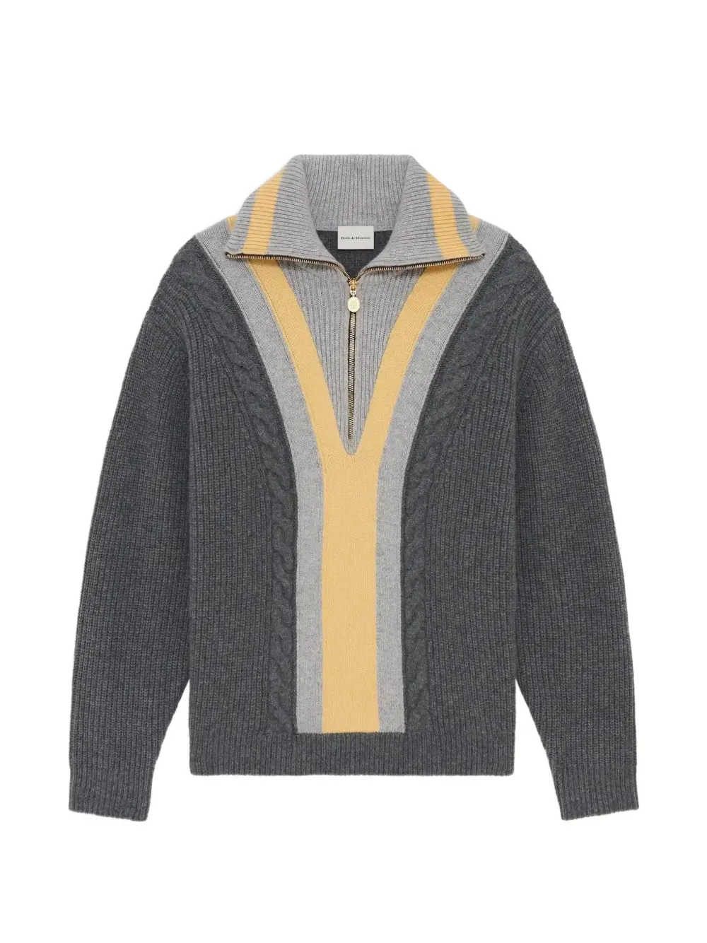 Drôle De Monsieur cable-knit half-zip sweater - Grey