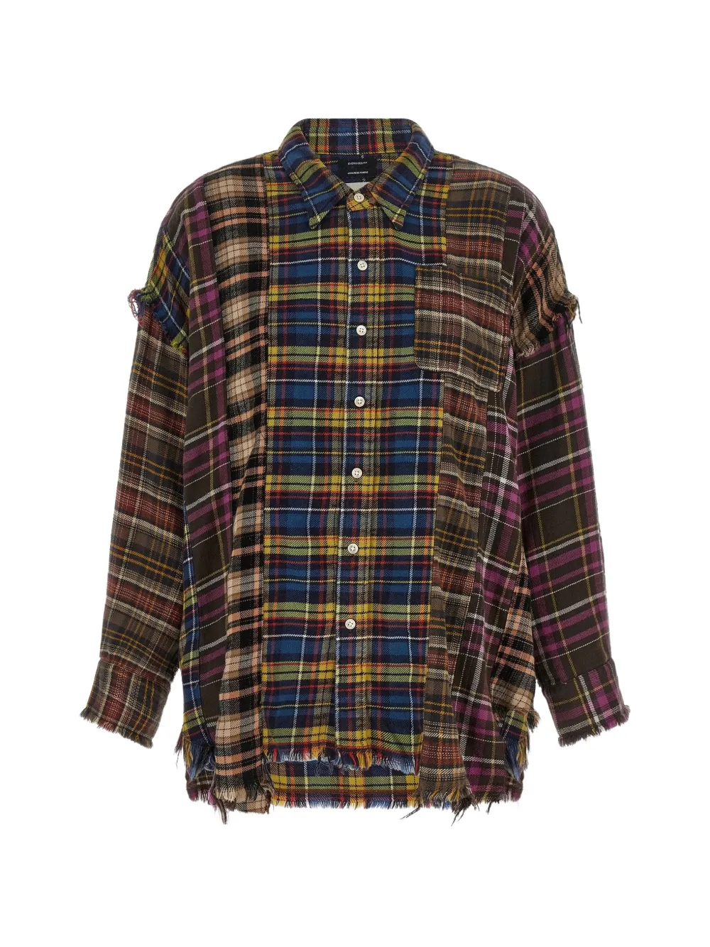 R13 Blouse met patchwork en rafelranden Bruin