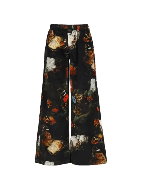 R13 butterfly-print wide-leg trousers