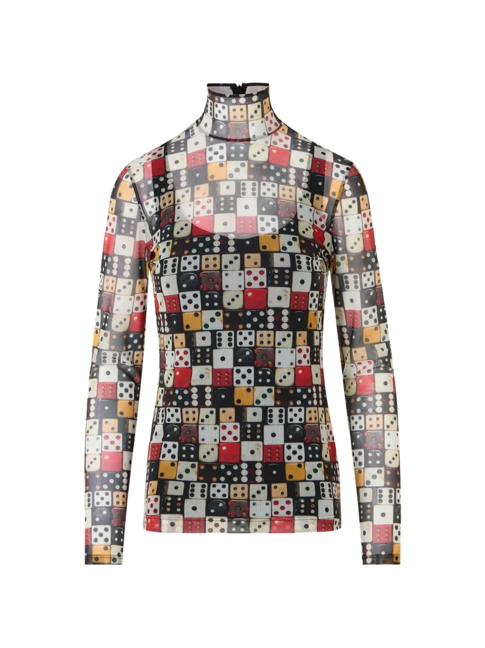 Akris Dice-print Long-sleeve High-neck Sweatshirt In Multi