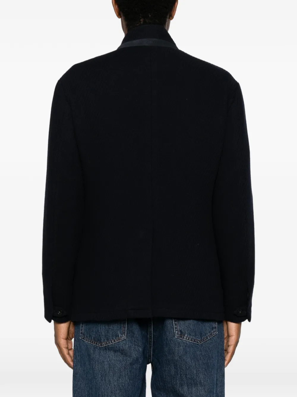 Canali Gebreid jack met textuur en hoge hals Blauw