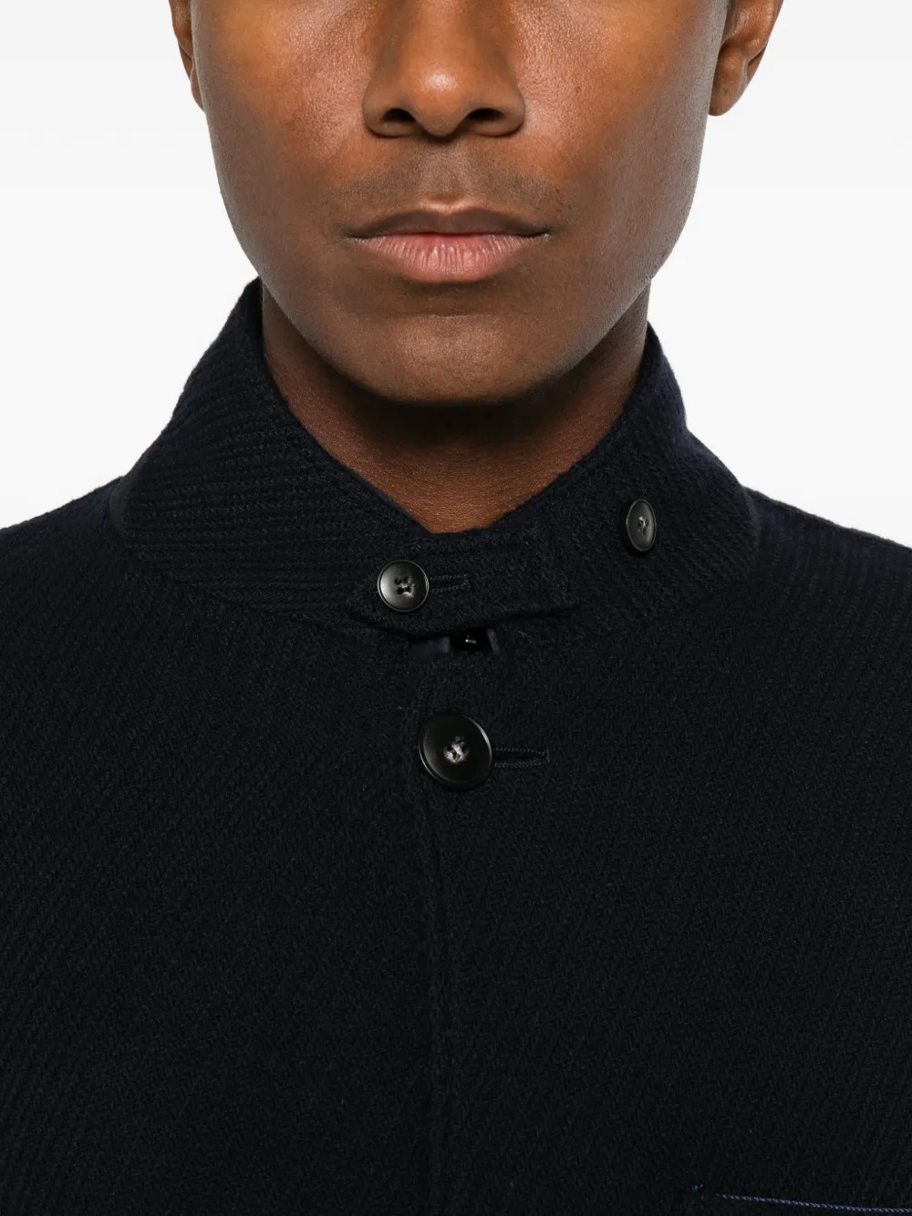 Canali Gebreid jack met textuur en hoge hals Blauw