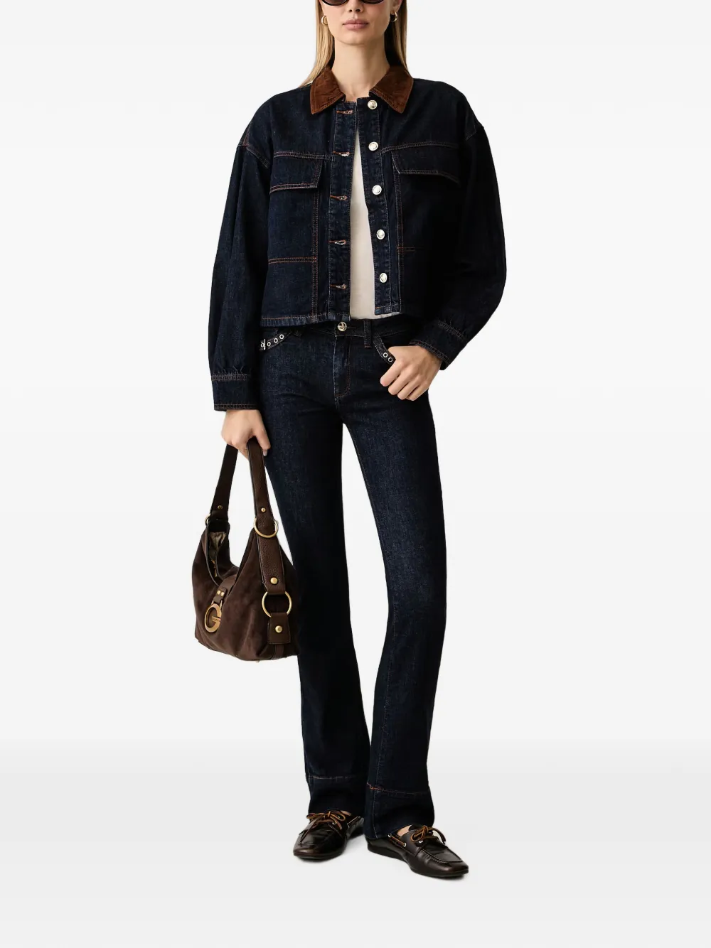 Gaudi Flared jeans met gespdetail Blauw