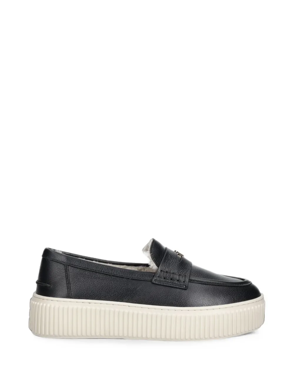Furla leather platform loafers - Nero