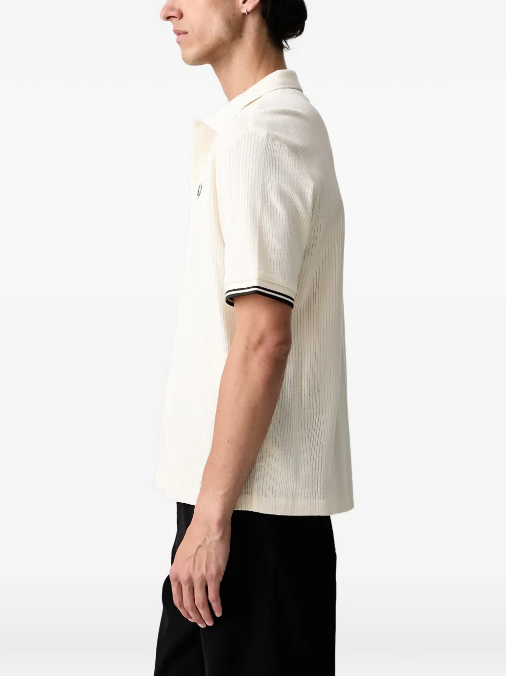 Fred Perry Laurel Wreath ribbed-knit shirt Beige