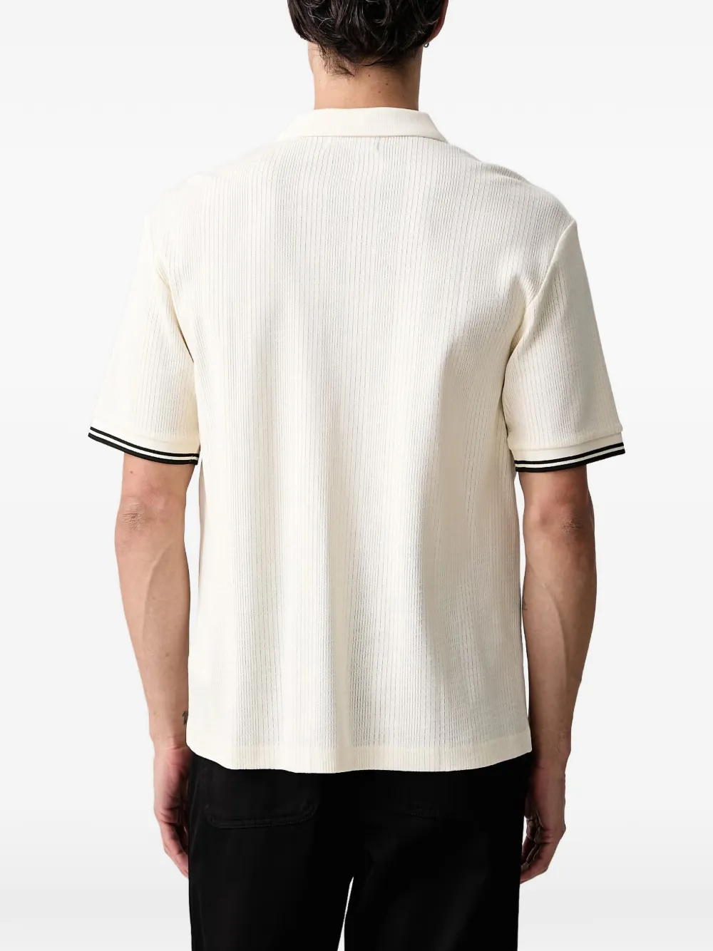 Fred Perry Laurel Wreath ribbed-knit shirt Beige