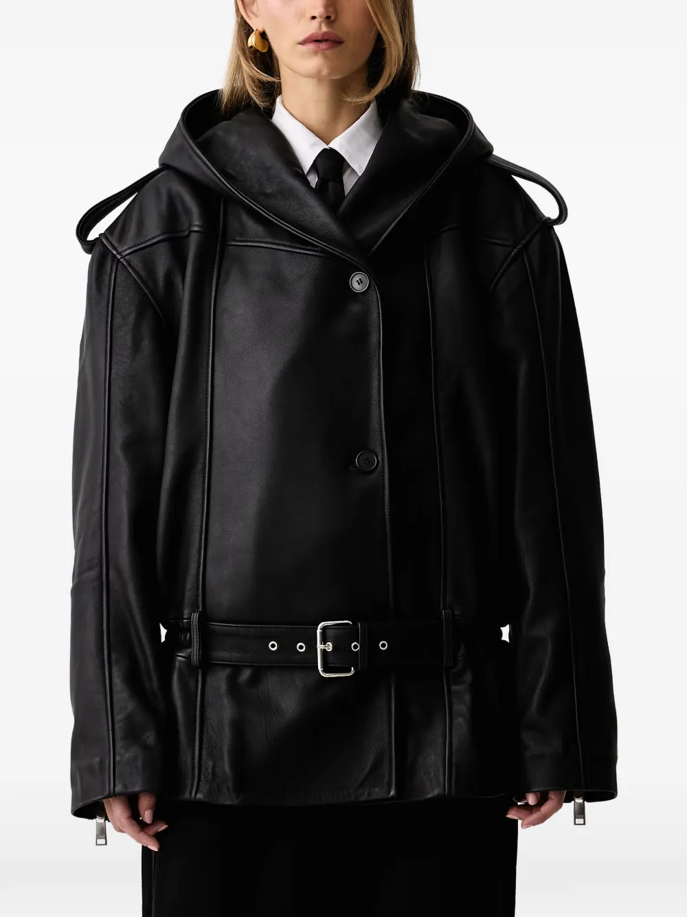 Gestuz hooded belted jacket - Nero