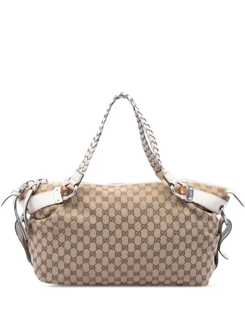 Gucci Pre-Owned tote Bamboo Bar mediana de lona con motivo GG 2016-2026
