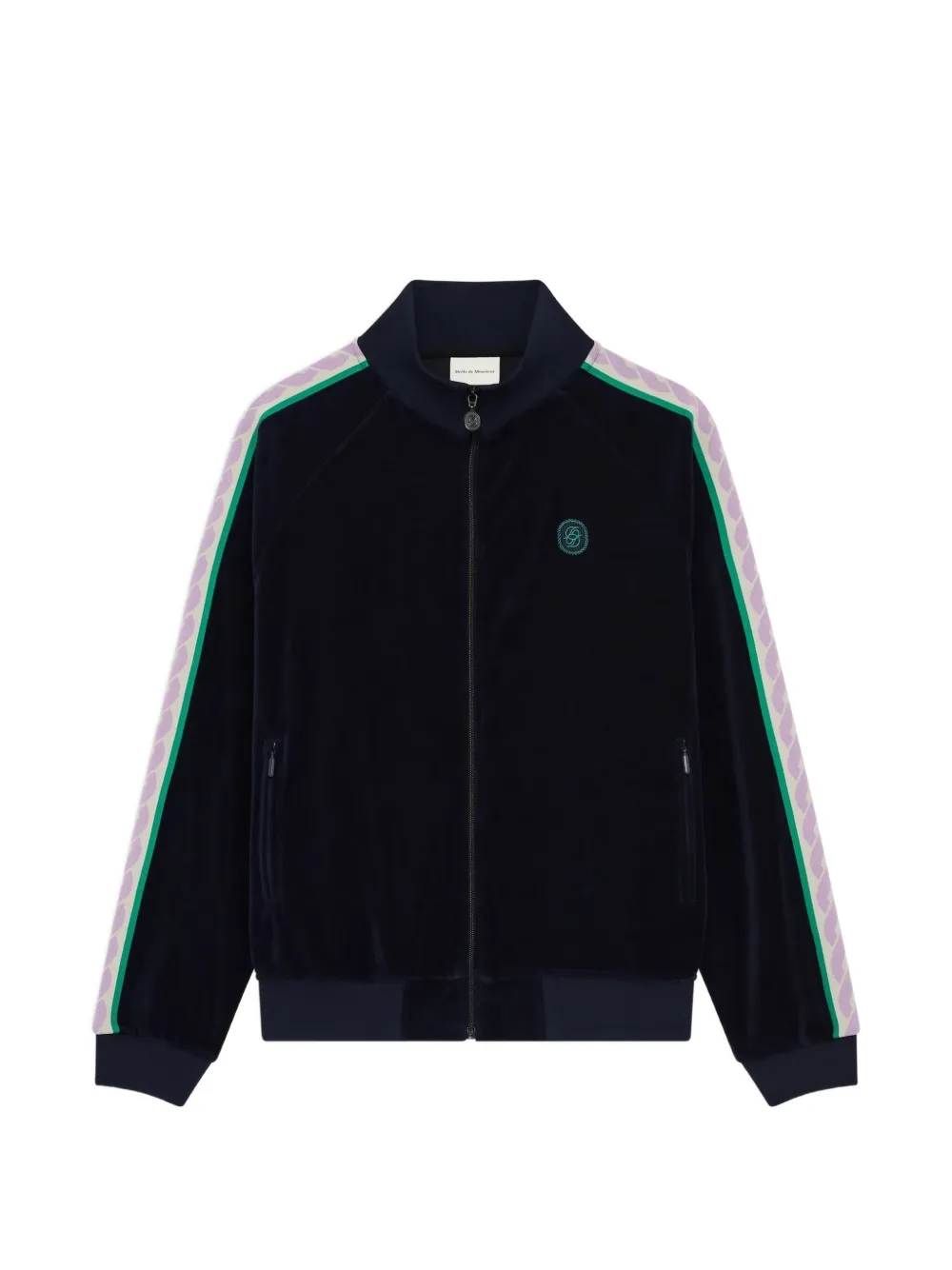 Drôle De Monsieur logo-embroidered velvet track jacket - Blau