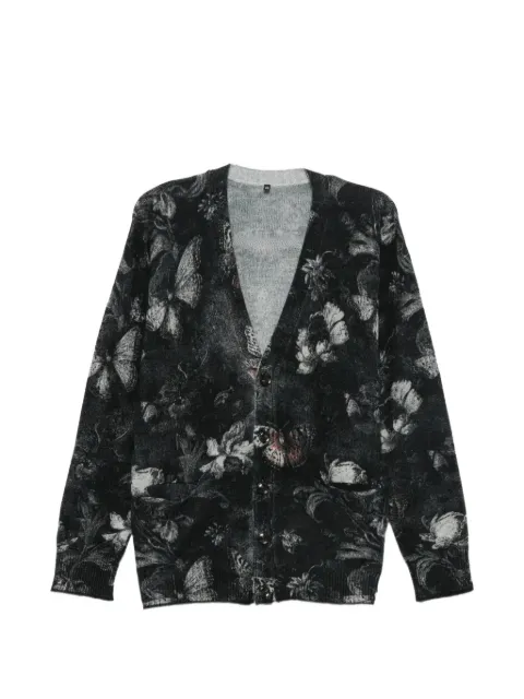 R13 floral-print butterfly-pattern cardigan