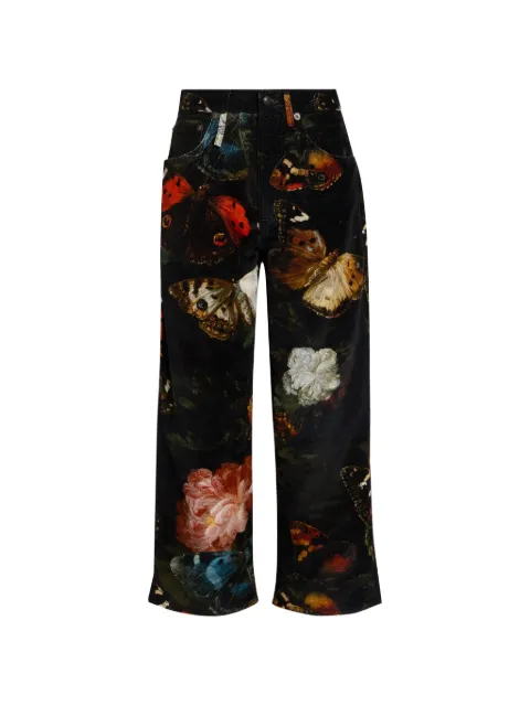 R13 X-Boyfriend butterfly-print velvet trousers