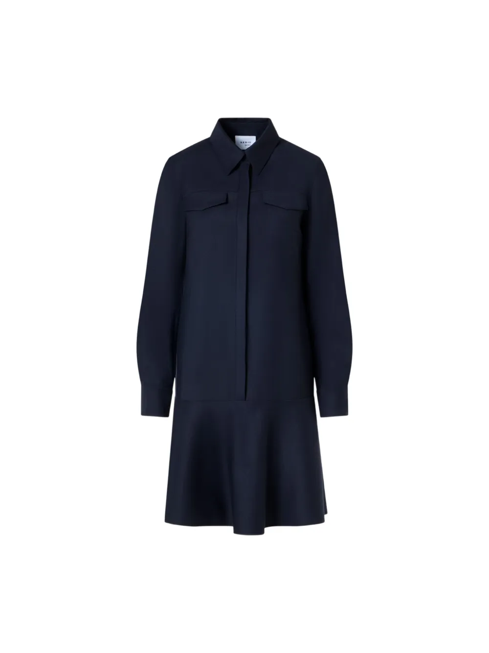 Akris Mini-jurk met knoopsluiting en ruches bij de zoom Blauw