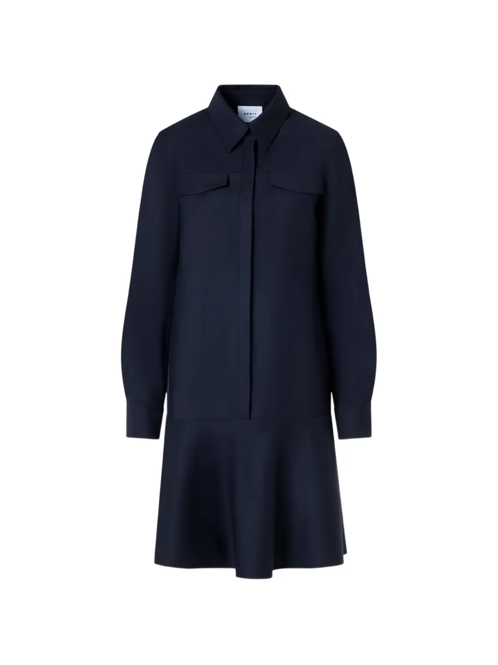 Akris ruffled-hem button-fastening mini dress - Bleu Akris ruffled-hem button-fastening mini dress - Bleu