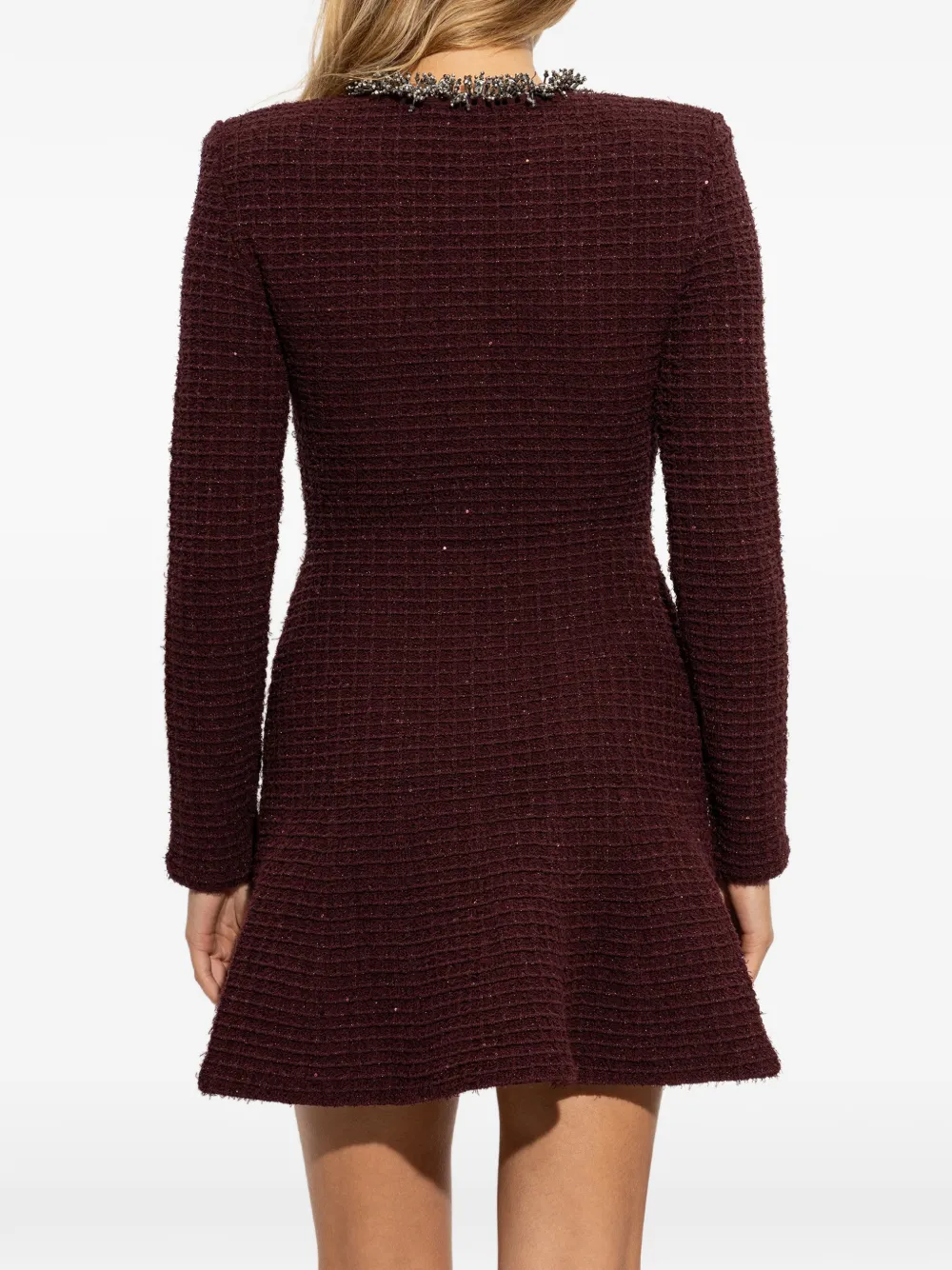 Self-Portrait Verfraaide bouclé mini-jurk Rood