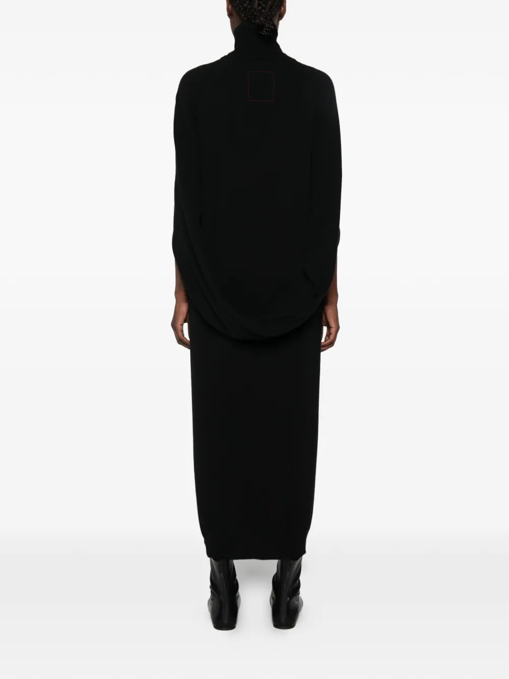 Uma Wang Wrap high-neck raglan-sleeve maxi dress Zwart