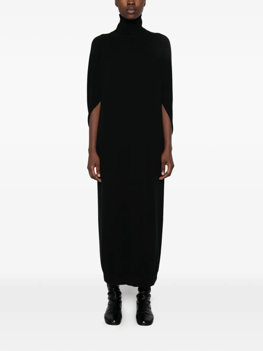Uma Wang Wrap high-neck raglan-sleeve maxi dress Zwart