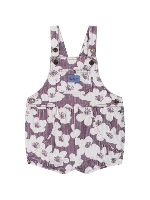 Favorite People Fam floral-print corduroy rompers