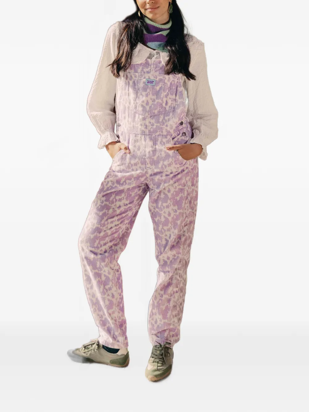 Favorite People Mainstreet cow-pattern corduroy overalls
