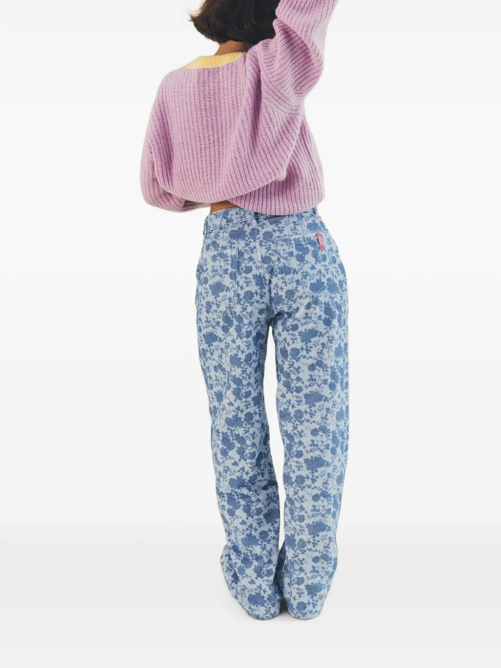 Favorite People Bakery ribfluwelen broek met bloemen-print Blauw