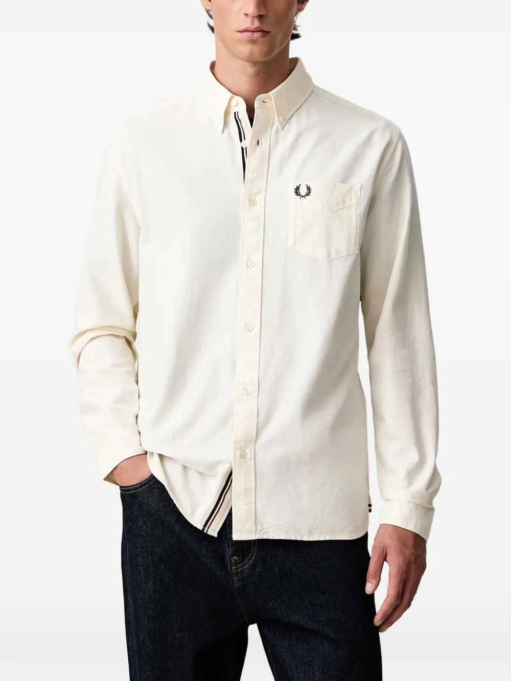 Fred Perry Oxford logo-embroidered button-down shirt - Toni neutri
