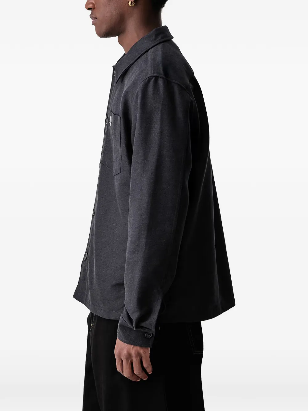 Fred Perry logo-embroidered chest-pocket shirt Grijs