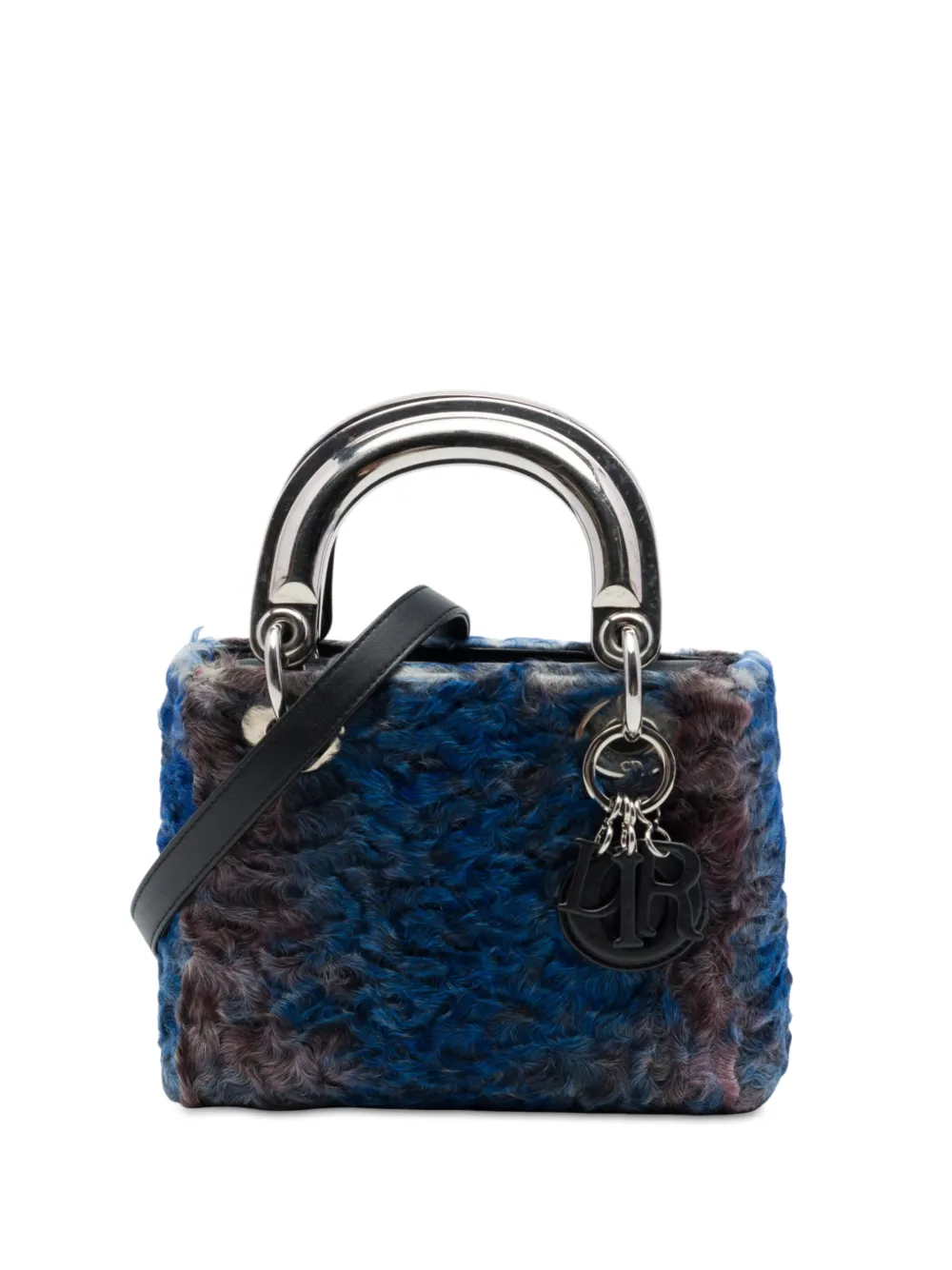 Christian Dior Pre-Owned 2014 mini Lady Dior Satchel-Tasche aus Astrachan-Pelz - Blau