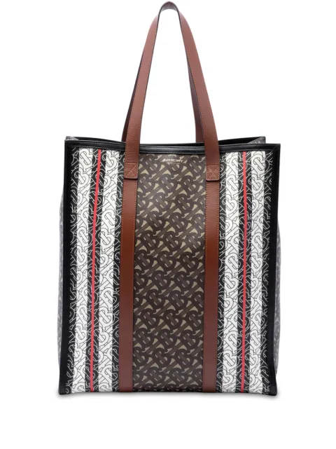 Burberry Pre-Owned 2018-2023 TB モノグラム Eキャンバス ストライプ バーティカル ハンドバッグ
